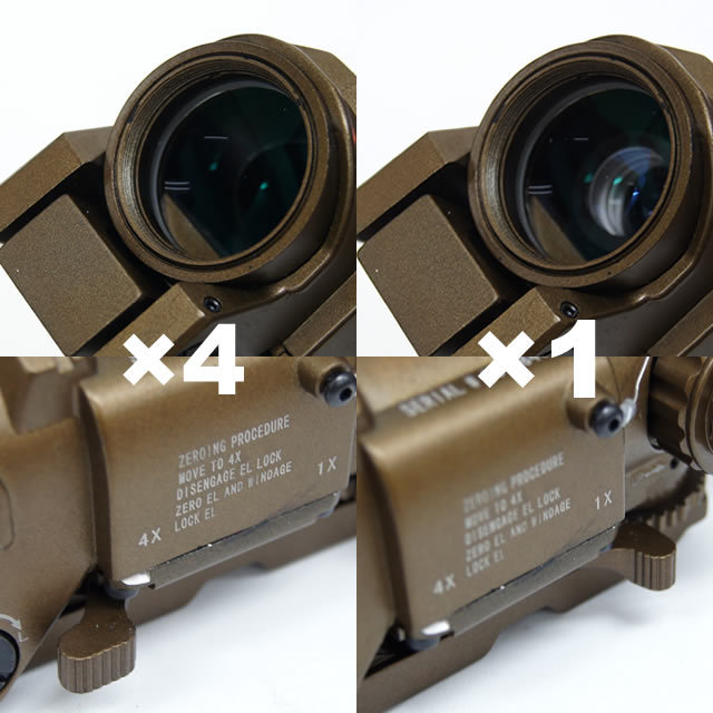 Spector DR 1X 4X Illuminated Mil-Dot Scope Tan